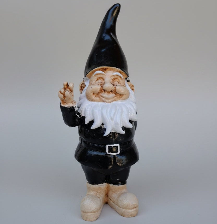 Baby Gnome Peace 19cm-Black SCULPTURE/ORNAMENT & ANIMAL at World Of Decor NZ
