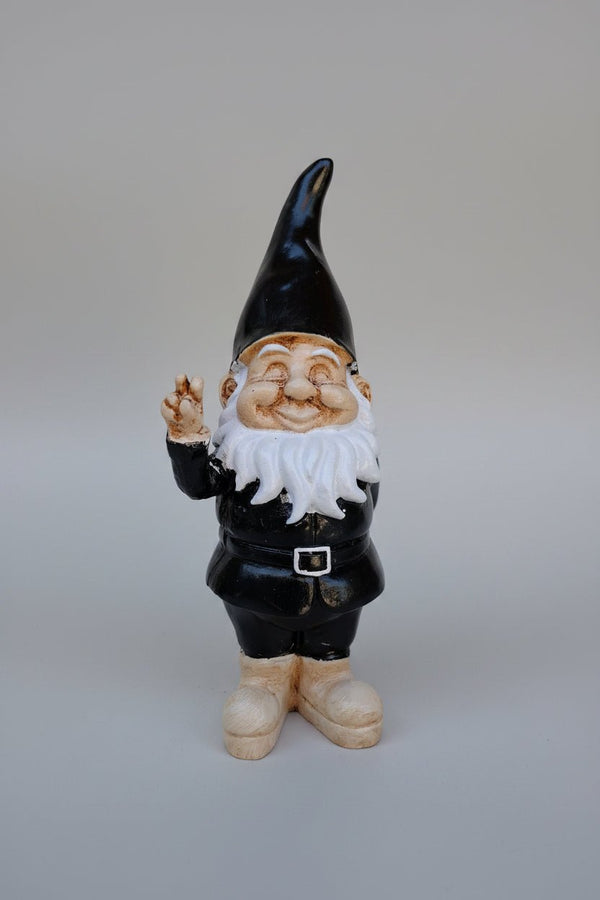 Baby Gnome Peace 19cm-Black SCULPTURE/ORNAMENT & ANIMAL at World Of Decor NZ