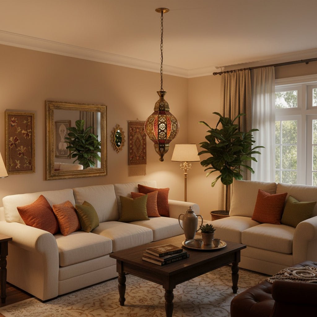 Bell Round Morrocan Lamp Gold Frosted 50cm MORROCCAN LAMP at World Of Decor NZ