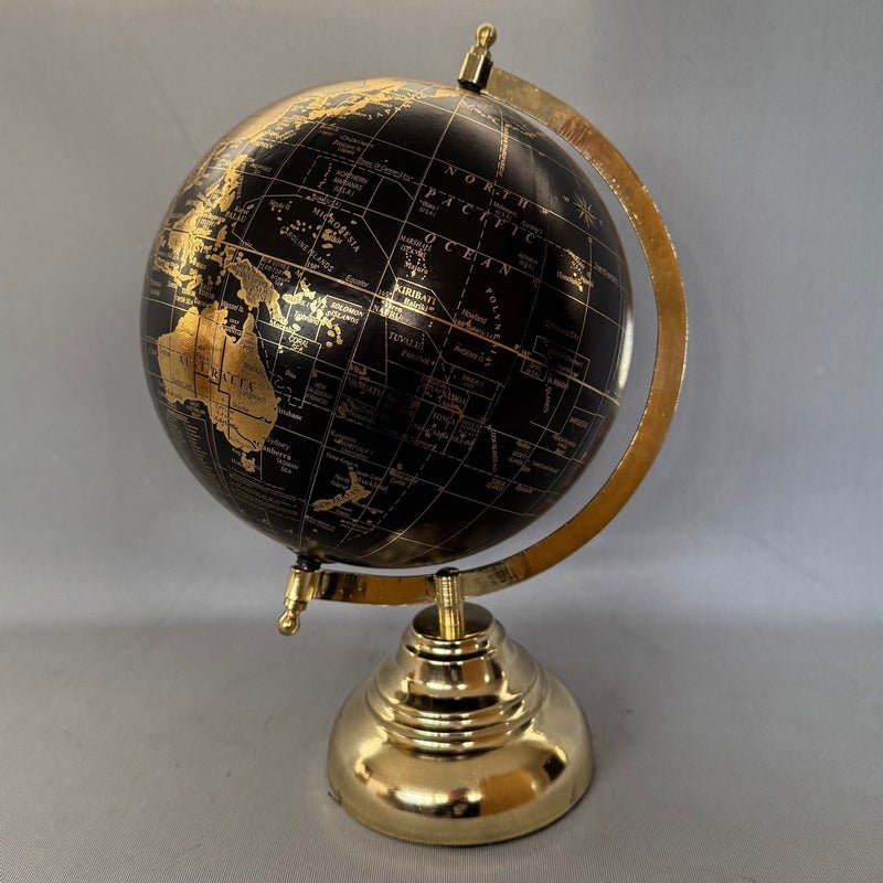 Black Globe On Gold Base 21x34cm ACCESSORIES at World Of Decor NZ