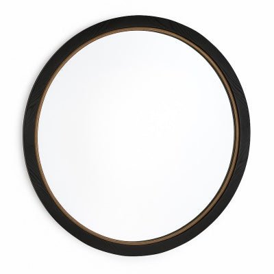 Black & Gold Round Mirror 91cm MIRRORS at World Of Decor NZ