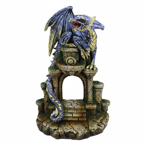 Blue Dragon On Castle Door* Poly Resin Figurines & Animals at World Of Decor NZ