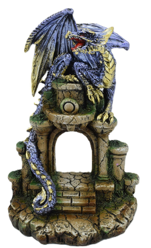 Blue Dragon On Castle Door* Poly Resin Figurines & Animals at World Of Decor NZ
