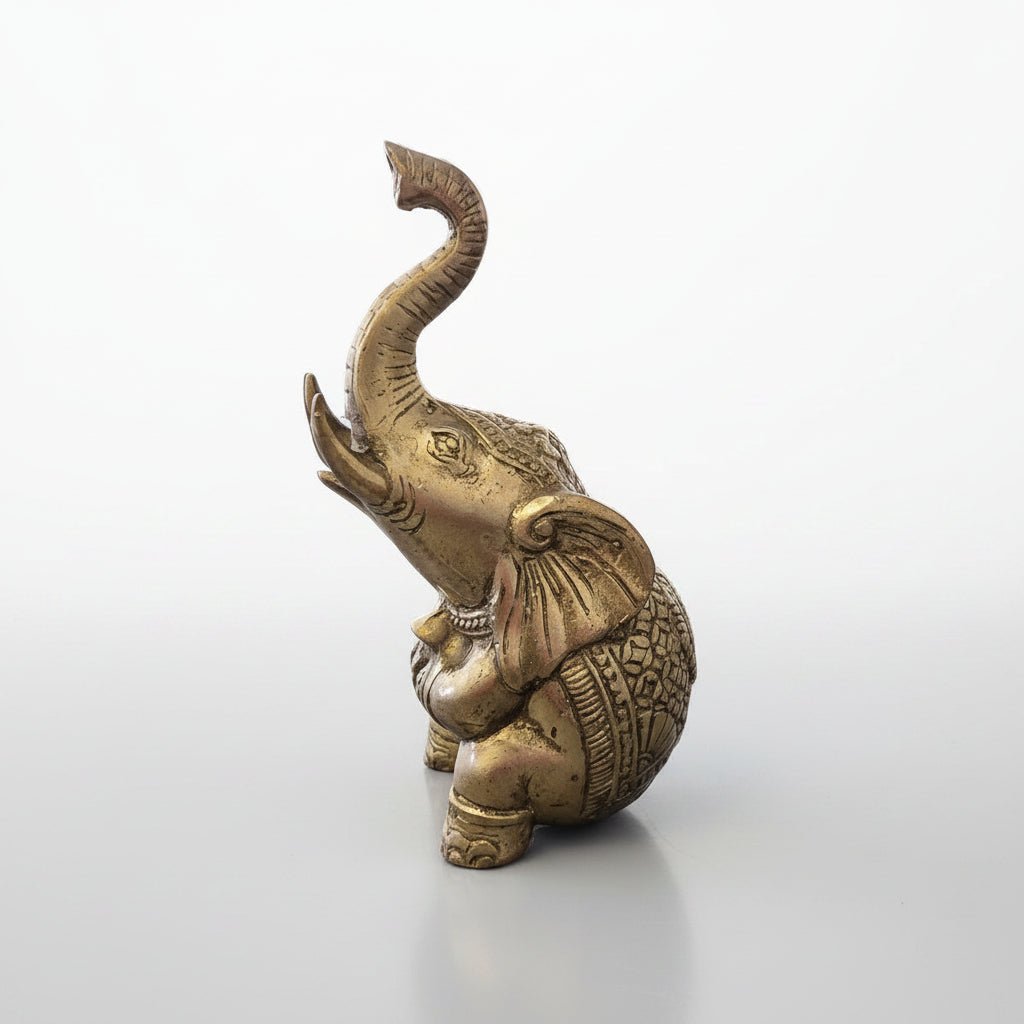 Brass Elephant Trunk Up 12cm-Silver SCULPTURE/ORNAMENT & ANIMAL at World Of Decor NZ