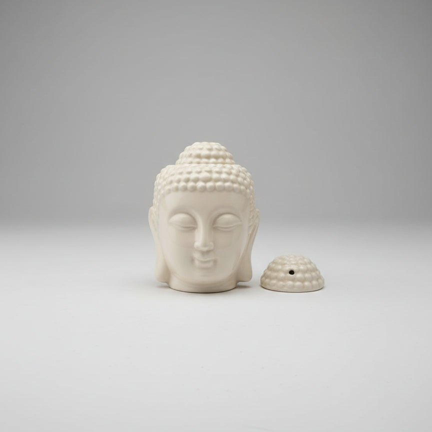 Buddha Head Oil Burner - White INCENSE at World Of Decor NZ