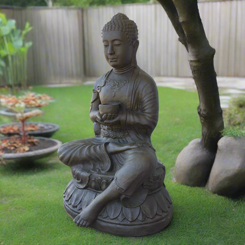 Buddha Sitting on Lotus Holding Bowl BUDDHA at World Of Decor NZ