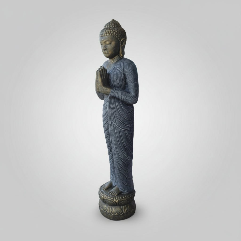 Buddha Standing Greeting 1.5M - Antique BUDDHA at World Of Decor NZ