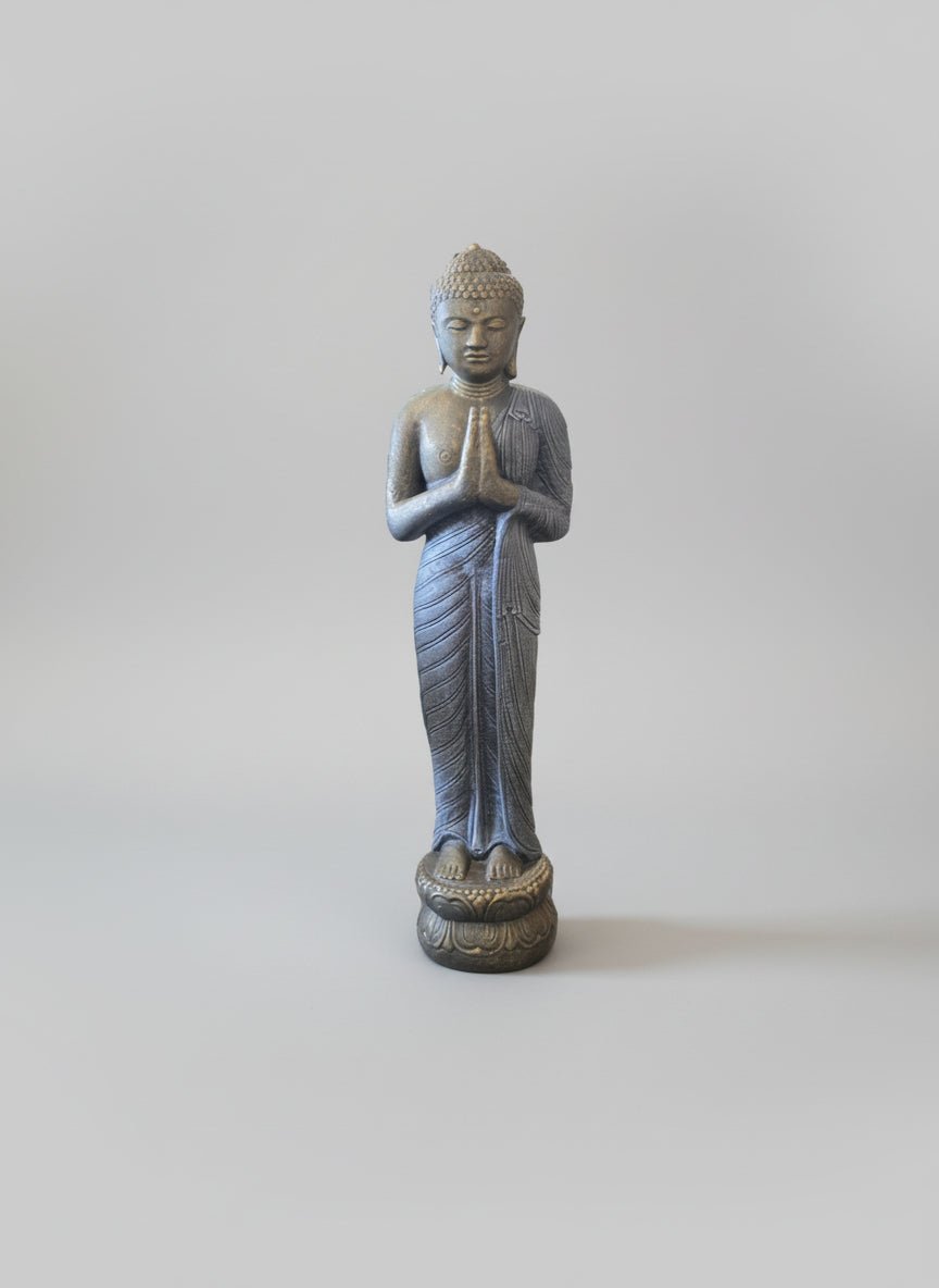 Buddha Standing Greeting 1.5M - Antique BUDDHA at World Of Decor NZ