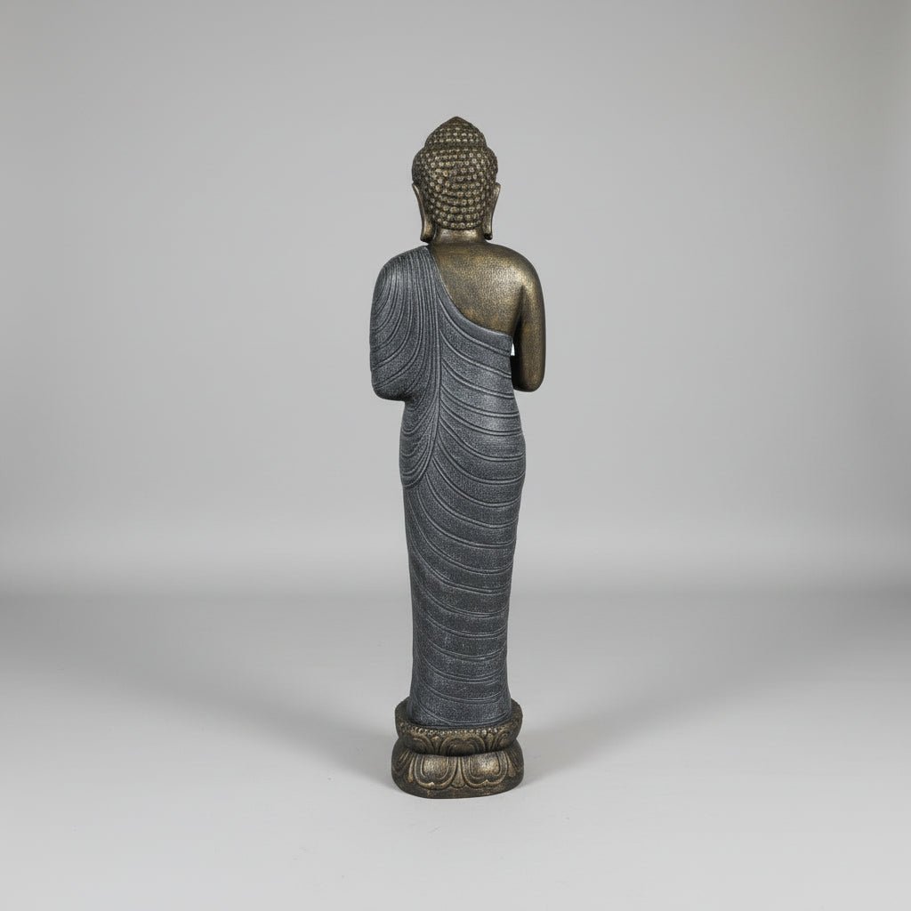 Buddha Standing Greeting 1.5M - Antique BUDDHA at World Of Decor NZ