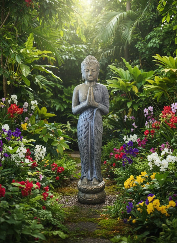 Buddha Standing Greeting 1.5M - Antique BUDDHA at World Of Decor NZ