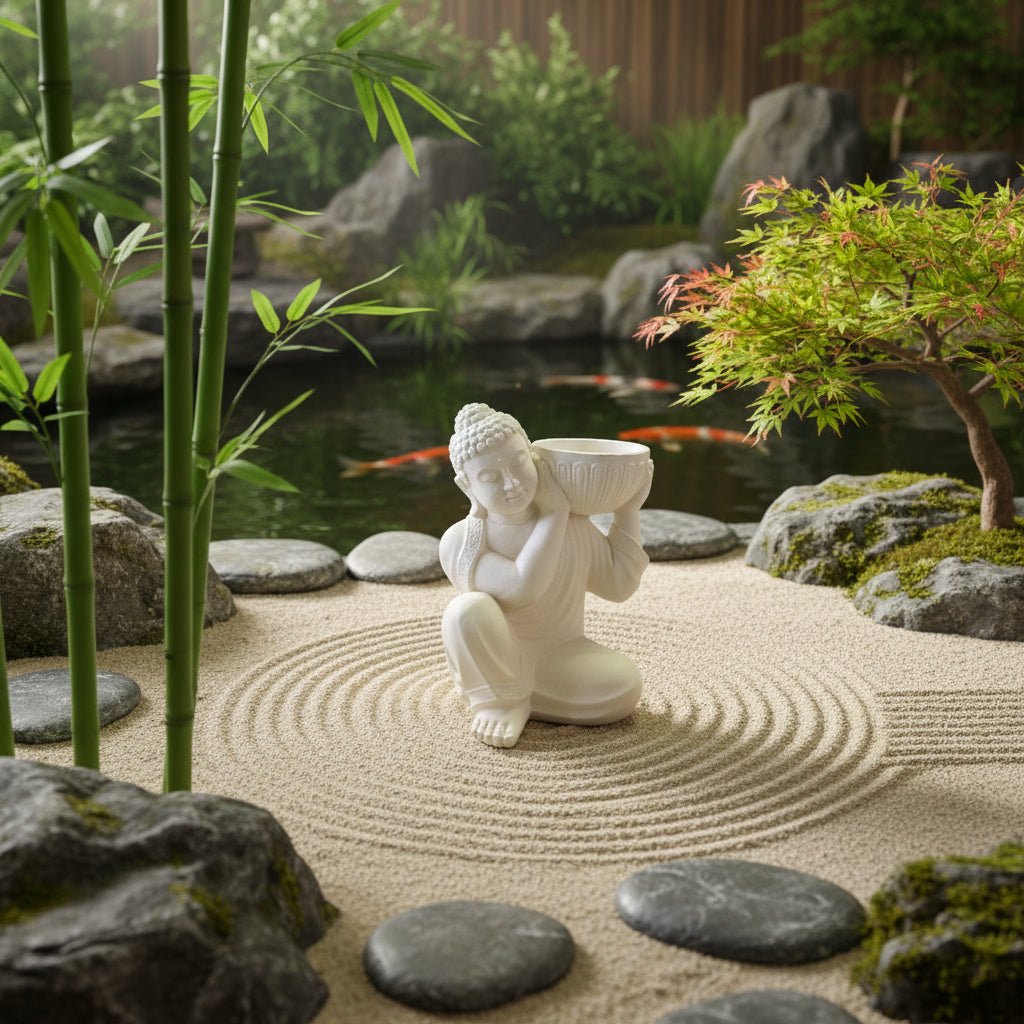 Buddha With Bowl on Shoulder - Cream BUDDHA at World Of Decor NZ