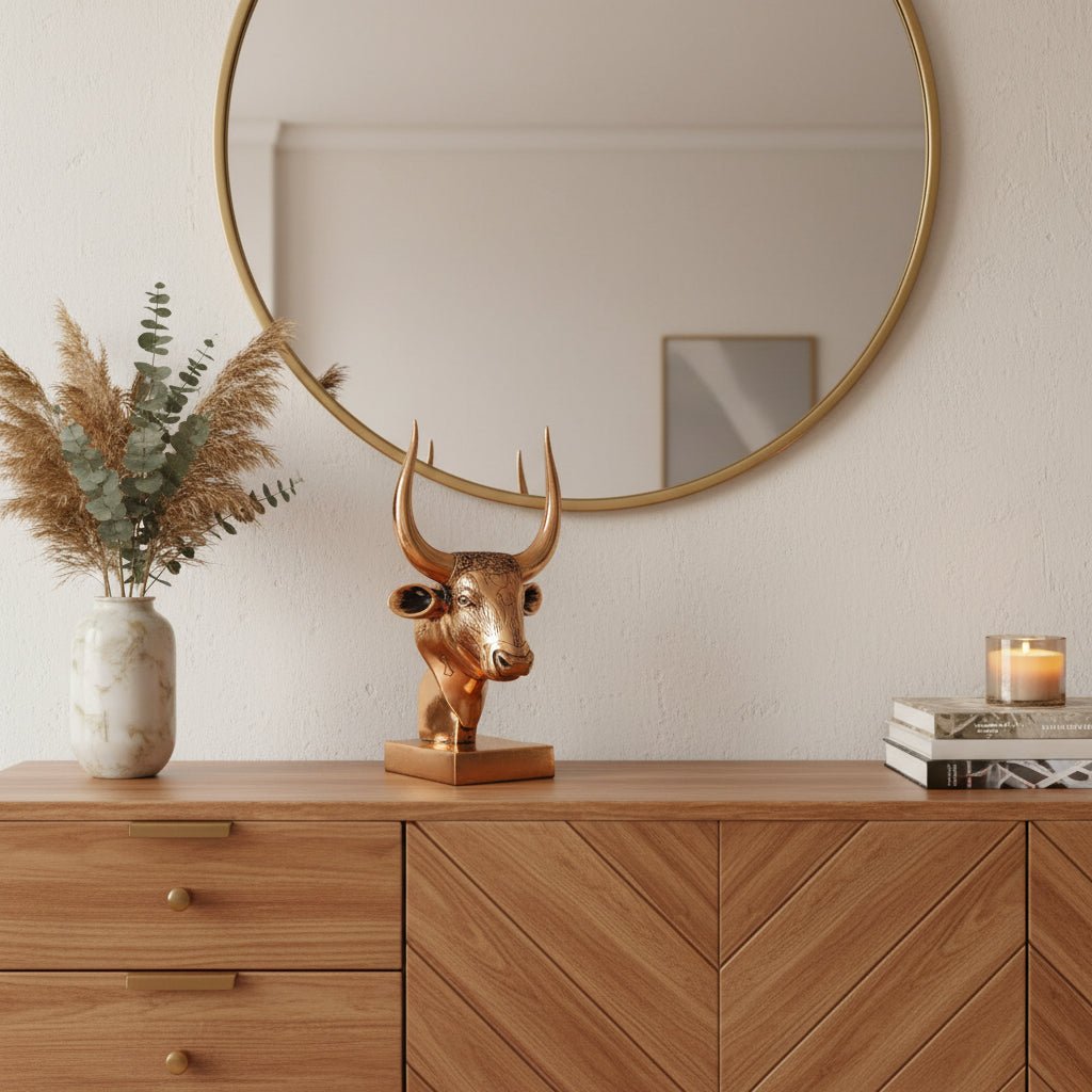 Bull Head On Stand SCULPTURE/ORNAMENT & ANIMAL at World Of Decor NZ