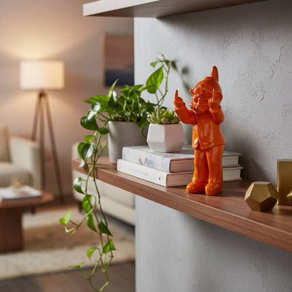 Cheeky 2 Finger Gnome 35cm-Orange SCULPTURE/ORNAMENT & ANIMAL at World Of Decor NZ