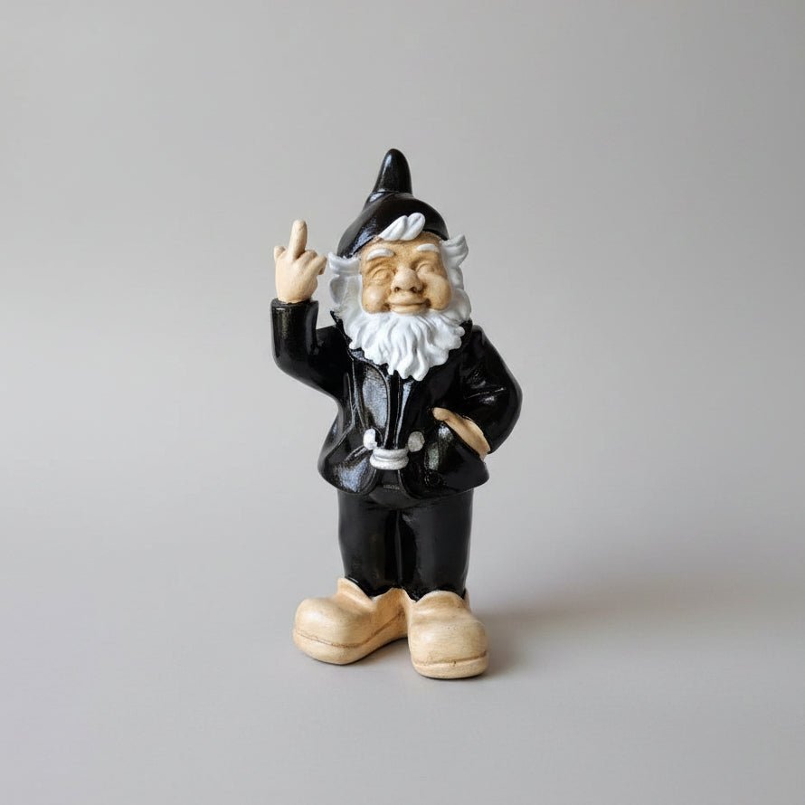 Cheeky Garden Gnome 32cm-Black SCULPTURE/ORNAMENT & ANIMAL at World Of Decor NZ