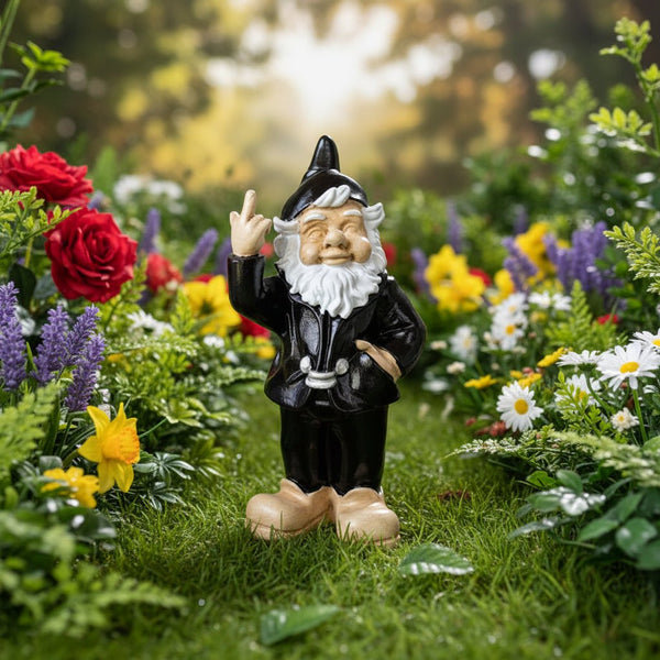 Cheeky Garden Gnome 32cm-Black SCULPTURE/ORNAMENT & ANIMAL at World Of Decor NZ