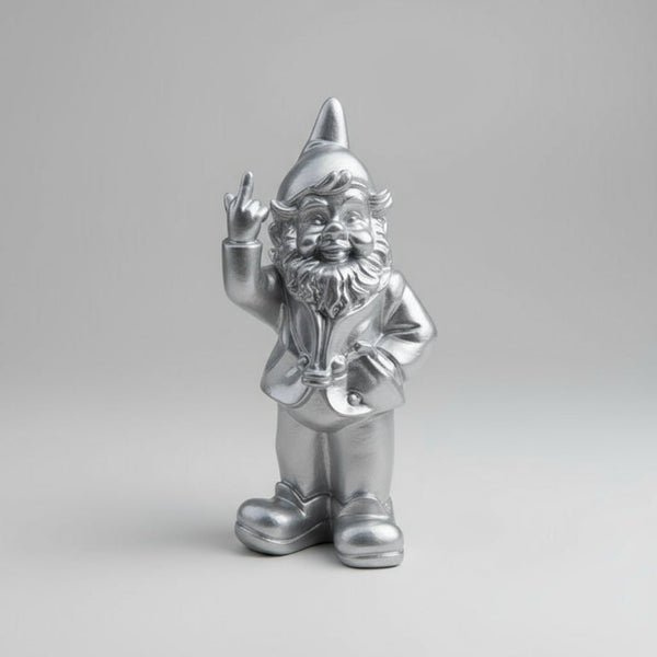 Cheeky Gnome 35cm - Silver SCULPTURE/ORNAMENT & ANIMAL at World Of Decor NZ