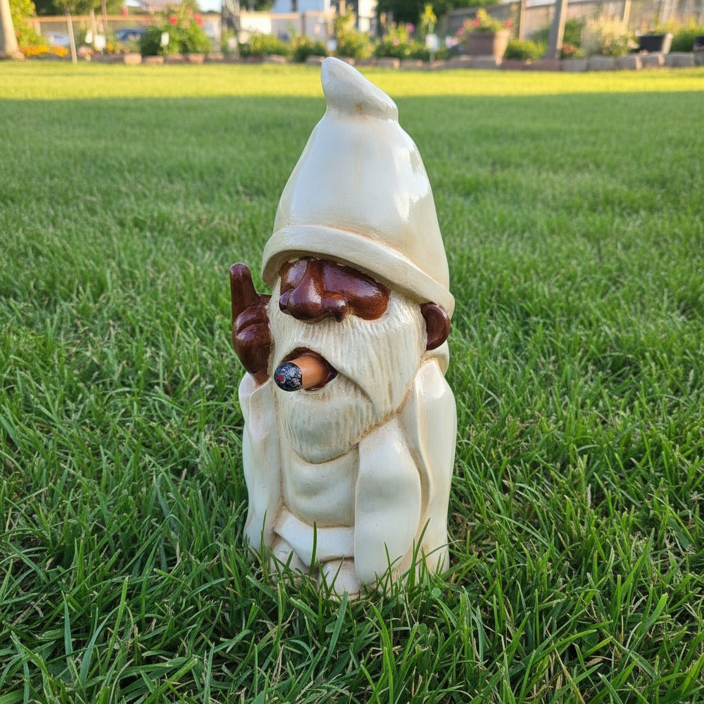 Cheeky Gnome With Cigar White 50cm SCULPTURE/ORNAMENT & ANIMAL at World Of Decor NZ