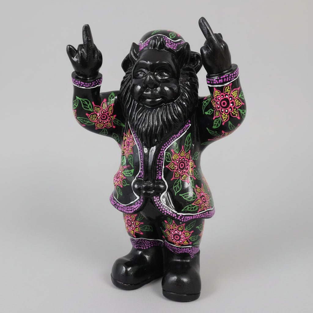 Cheeky Happy Gnome 2 Fingers 48cm - Batik SCULPTURE/ORNAMENT & ANIMAL at World Of Decor NZ