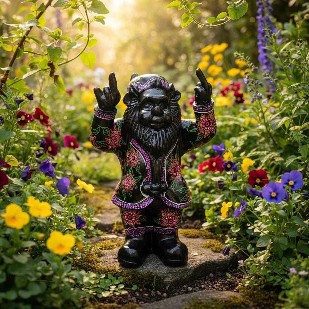 Cheeky Happy Gnome 2 Fingers 48cm - Batik SCULPTURE/ORNAMENT & ANIMAL at World Of Decor NZ