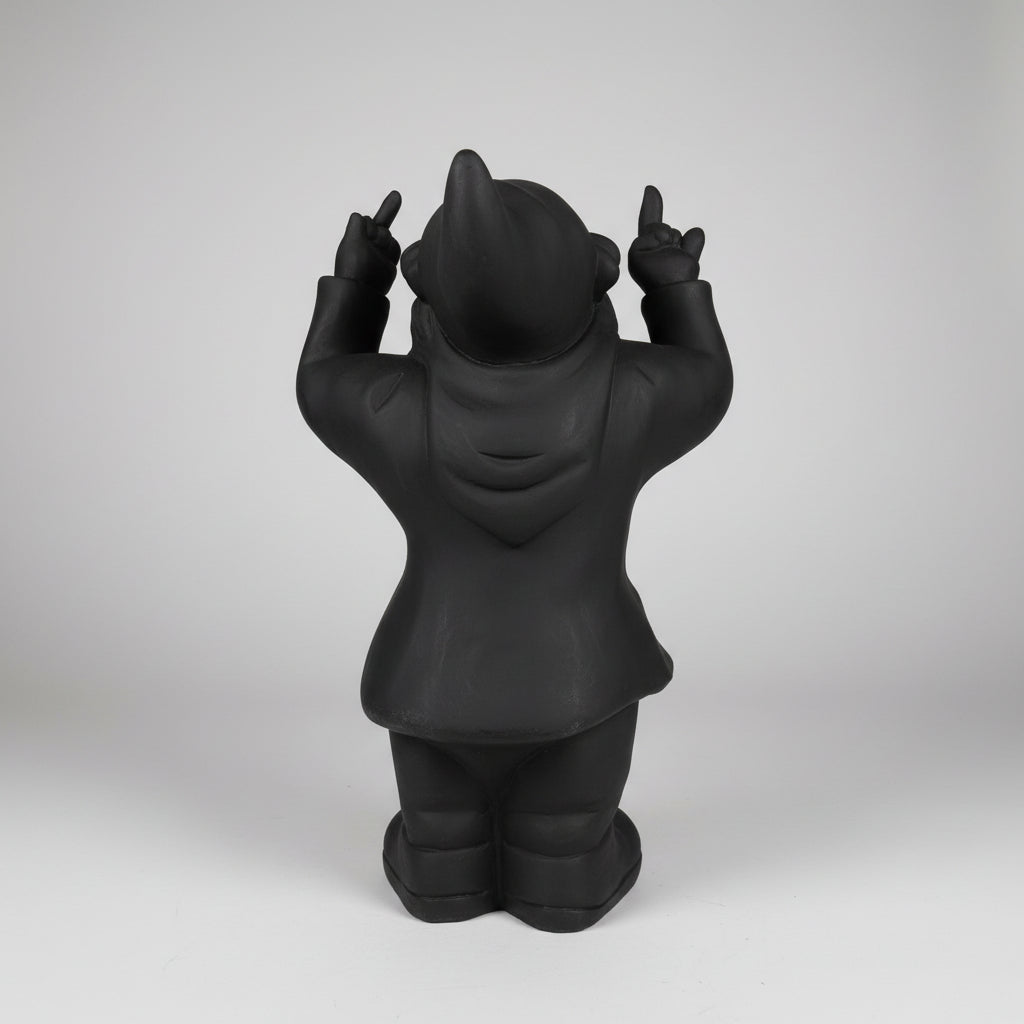 Cheeky Happy Gnome 2 Fingers 48cm Black SCULPTURE/ORNAMENT & ANIMAL at World Of Decor NZ