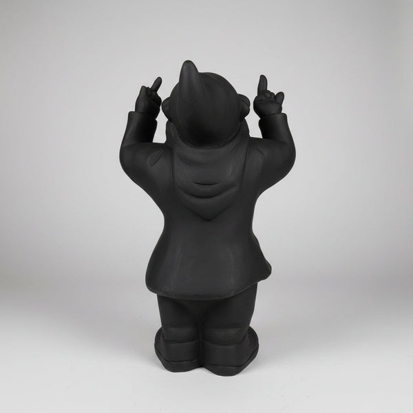 Cheeky Happy Gnome 2 Fingers 48cm Black SCULPTURE/ORNAMENT & ANIMAL at World Of Decor NZ
