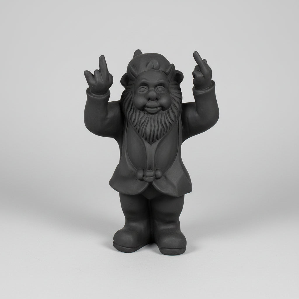Cheeky Happy Gnome 2 Fingers 48cm Black SCULPTURE/ORNAMENT & ANIMAL at World Of Decor NZ