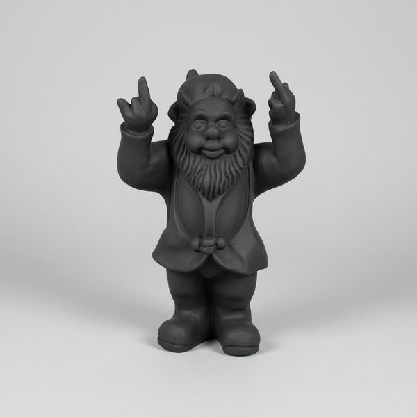 Cheeky Happy Gnome 2 Fingers 48cm Black SCULPTURE/ORNAMENT & ANIMAL at World Of Decor NZ