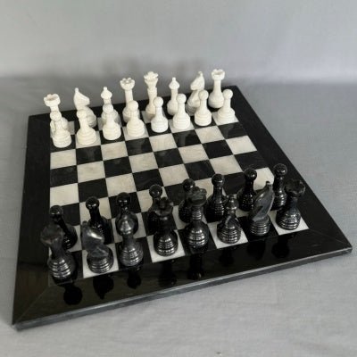 Chess Set Black & White Marble 40cm ACCESSORIES at World Of Decor NZ