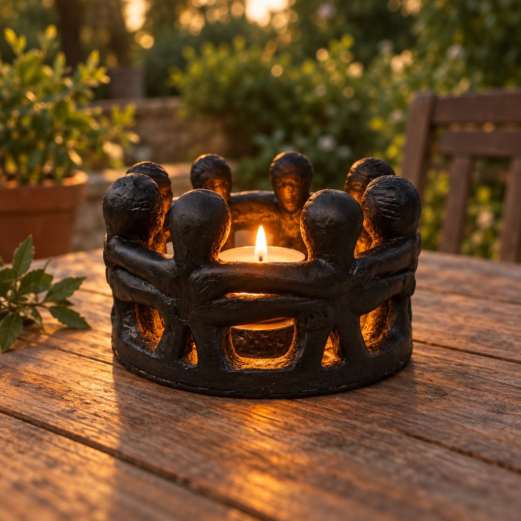 Circle of 8 Friends Candle Holder-Matt Black Candle,Tealight & Incense Holders at World Of Decor NZ