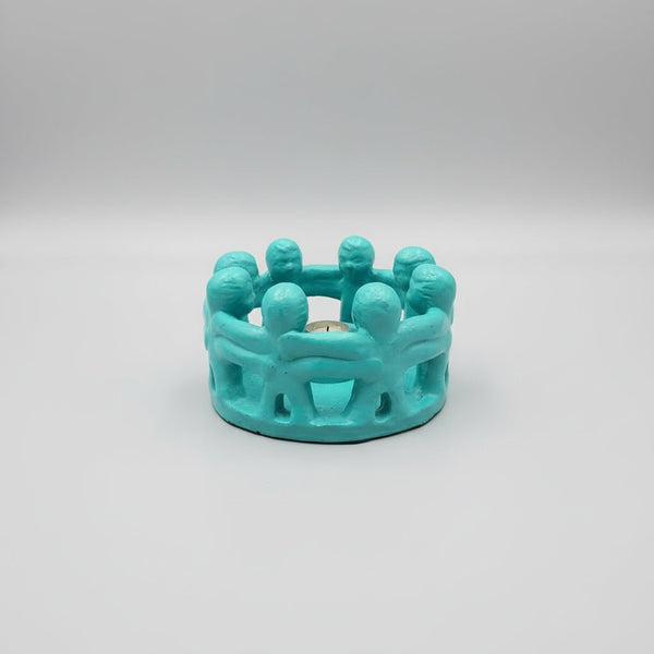 Circle of 8 Friends Candle Holder - Turquoise Wash CANDLES HOLDER at World Of Decor NZ