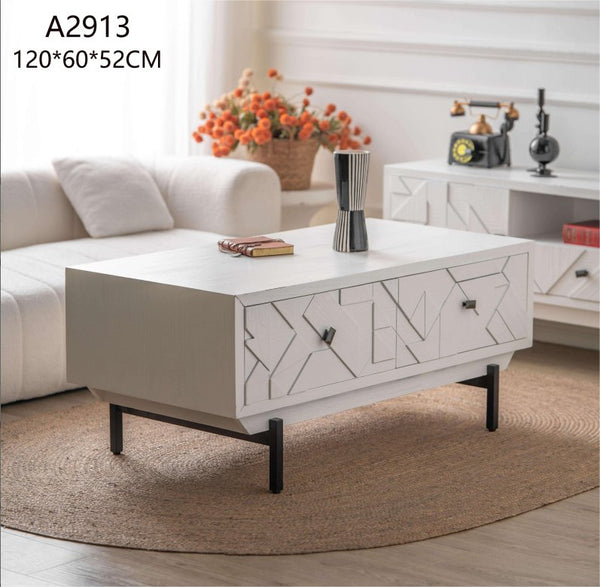 Coffee Table Metal Leg - White FURNITURE at World Of Decor NZ