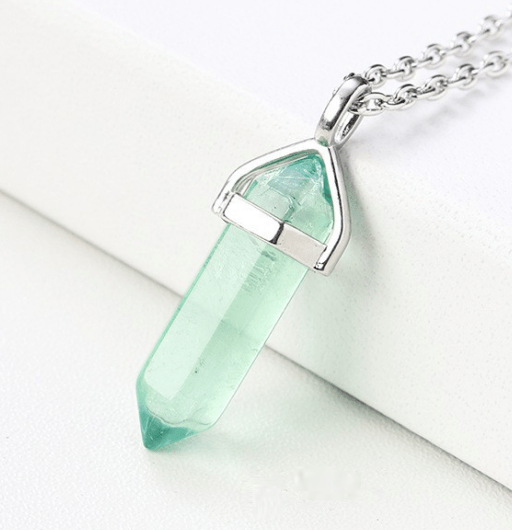 Crystal Pendant - Green Fluorite Crystal, Chakra Stone Bracelet, Necklace at World Of Decor NZ