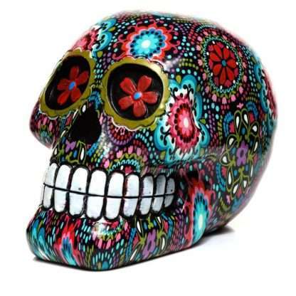 Day of the Dead Floral Print Skull Ornament Collectibles/Novelties/Wheels at World Of Decor NZ