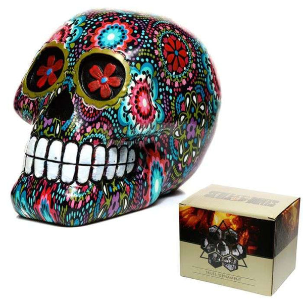 Day of the Dead Floral Print Skull Ornament Collectibles/Novelties/Wheels at World Of Decor NZ