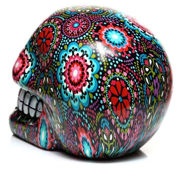 Day of the Dead Floral Print Skull Ornament Collectibles/Novelties/Wheels at World Of Decor NZ