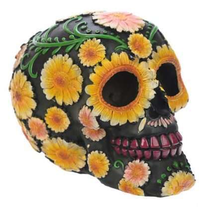 Day of the Dead Skull Head with Daisy Floral Motif Collectibles/Novelties/Wheels at World Of Decor NZ