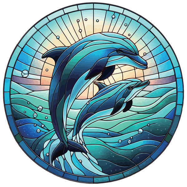 Dolphins Stained Glass Hanger WALLHANGING at World Of Decor NZ