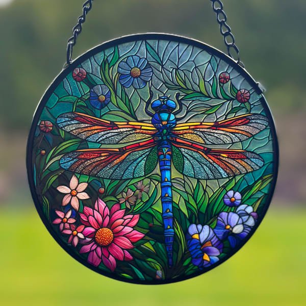 Dragonfly Stained Glass Hanger 11.5cm Wall Art, Affirmations & Hangings at World Of Decor NZ