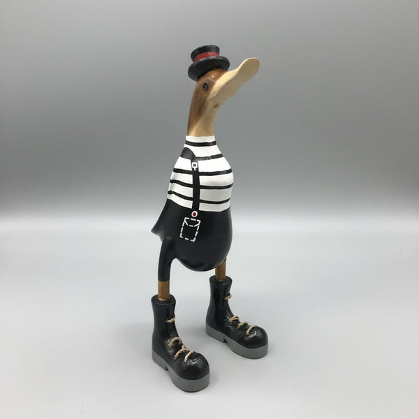 Duck Black & White Strip 30cm SCULPTURE/ORNAMENT & ANIMAL at World Of Decor NZ
