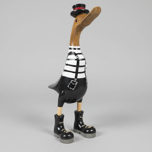 Duck Black & White Strip 35cm SCULPTURE/ORNAMENT & ANIMAL at World Of Decor NZ