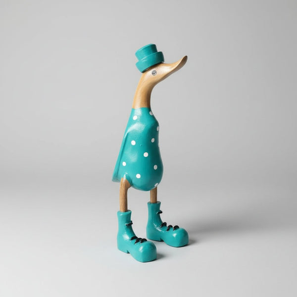 Duck Turquoise Dot 30cm SCULPTURE/ORNAMENT & ANIMAL at World Of Decor NZ