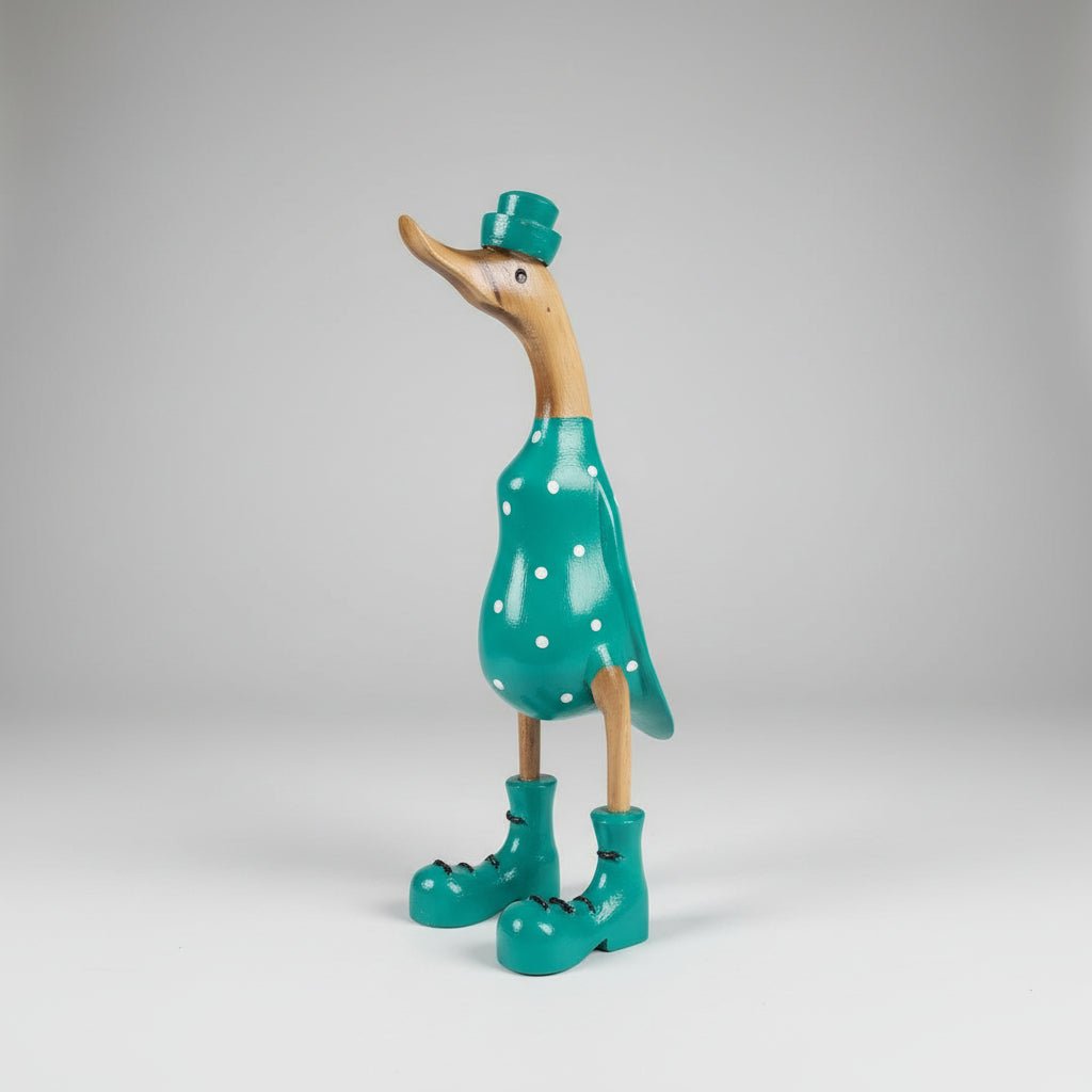 Duck Turquoise Dot 35cm SCULPTURE/ORNAMENT & ANIMAL at World Of Decor NZ