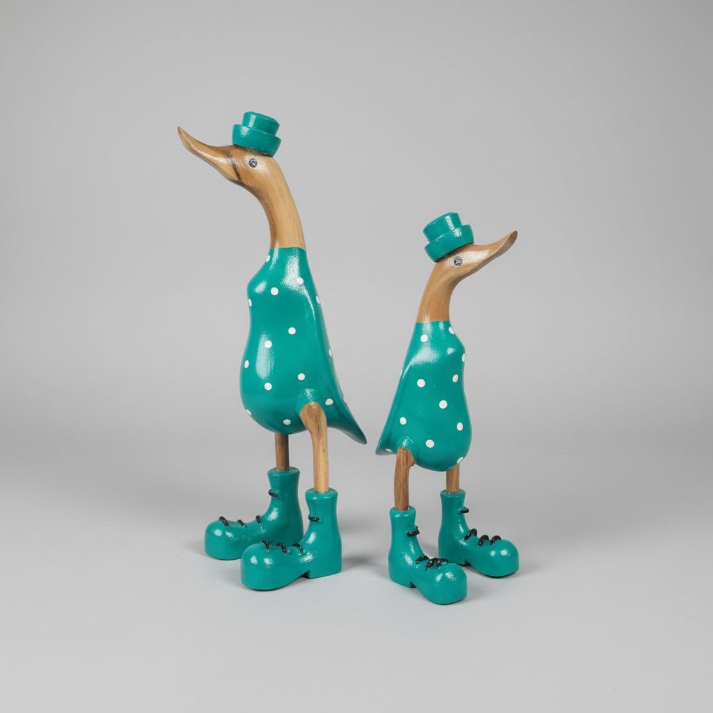 Duck Turquoise Dot 35cm SCULPTURE/ORNAMENT & ANIMAL at World Of Decor NZ