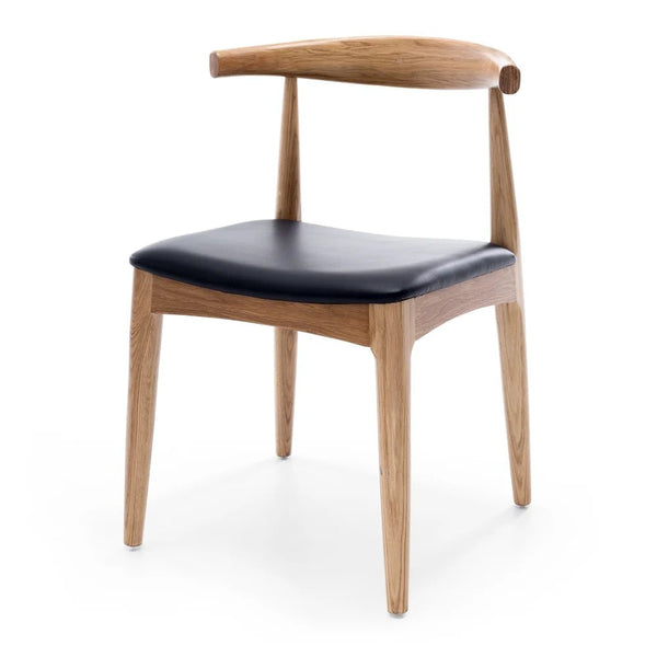 Elbow Chair Natural Oak with Black PU seat FURNITURE at World Of Decor NZ