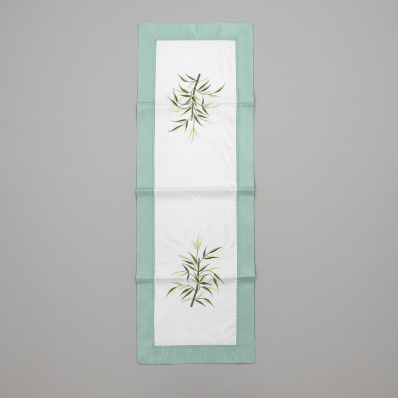 Fabric Table Runner Green/White Home Accessories at World Of Decor NZ