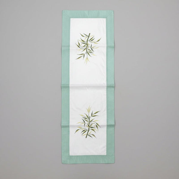 Fabric Table Runner Green/White Home Accessories at World Of Decor NZ