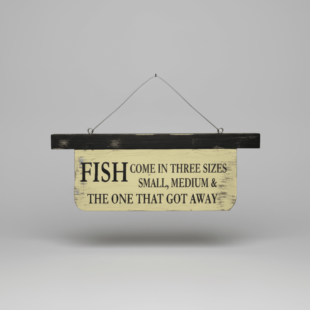 Fish Come In 3 Sizes Sign WALLHANGING at World Of Decor NZ