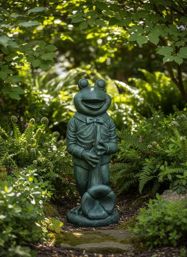 Frog with Trombone Greenwash 105cm GARDEN & OUTDOOR at World Of Decor NZ
