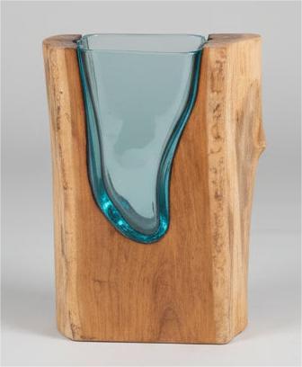 Gamal Wood Rectangular Vase Polished 25cm VASES at World Of Decor NZ