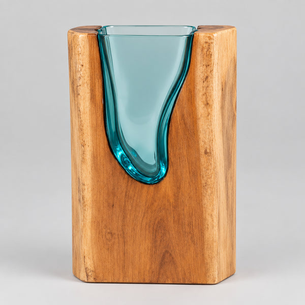 Gamal Wood Rectangular Vase Polished 25cm VASES at World Of Decor NZ